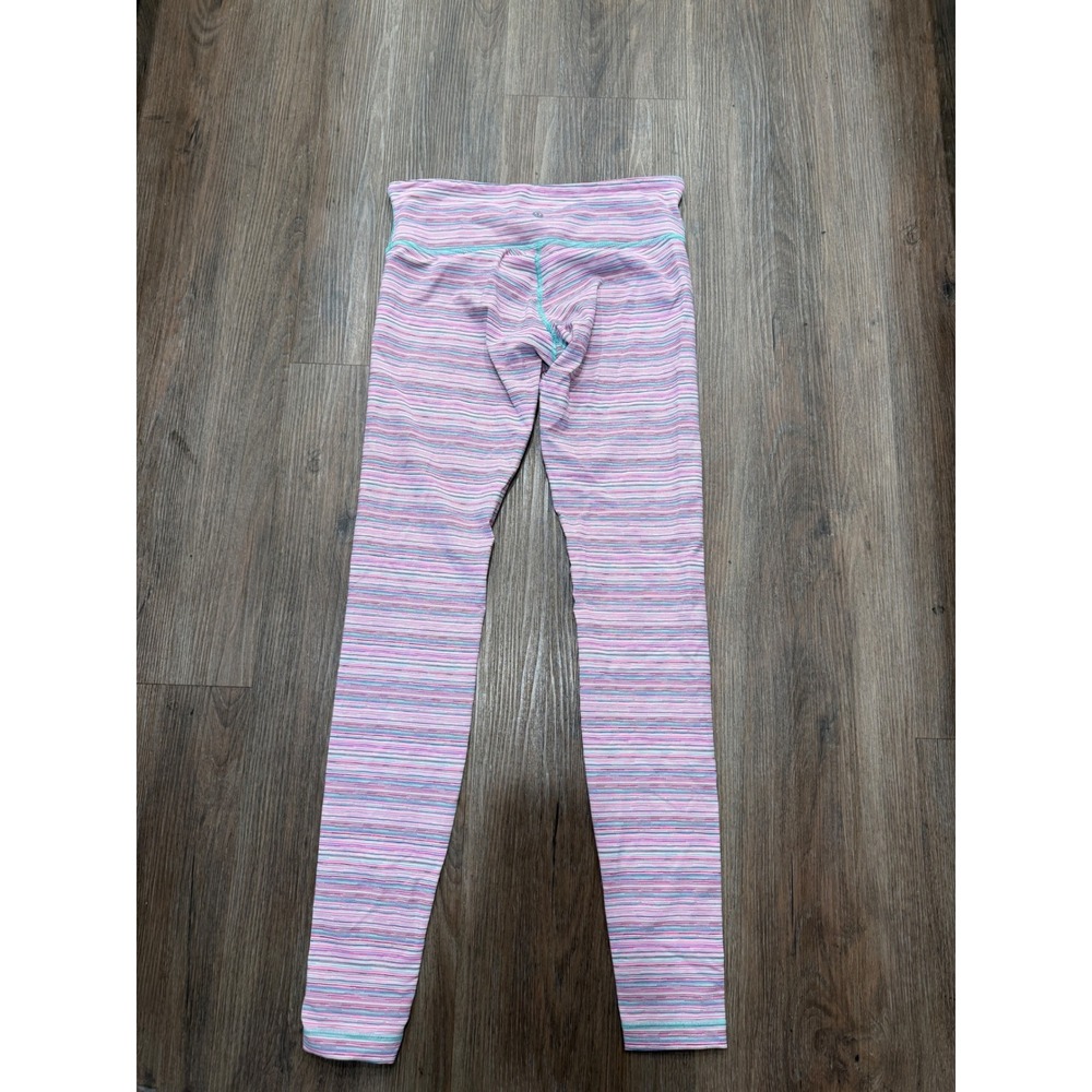 Lululemon Pink Purple Mint Space Dye Striped Athletic Leggings Size 8 4196